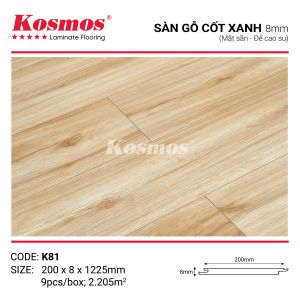Bề mặt sần của sàn gỗ Kosmos K81 8mm chống trầy xước và dễ vệ sinh