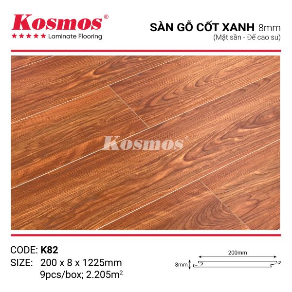 Đế cao su của sàn gỗ Kosmos K82 8mm giảm ồn và chống ẩm hiệu quả