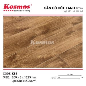 Đế cao su của sàn gỗ Kosmos K84 8mm cách âm và chống ẩm tốt