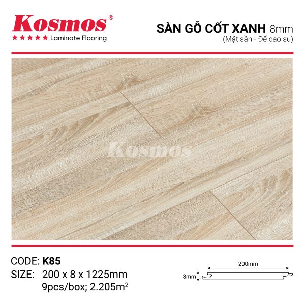 Đế cao su của sàn gỗ Kosmos K85 cách âm và chống ẩm hiệu quả