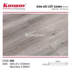 Đế cao su của sàn gỗ Kosmos K86 cách âm và chống ẩm tốt