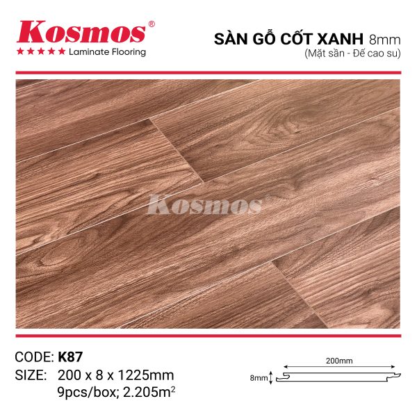 Đế cao su của sàn gỗ Kosmos K87 cách âm và chống ẩm hiệu quả