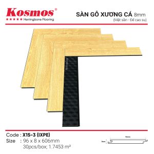 Đế cao su IXPE của sàn gỗ xương cá Kosmos X15-3 8mm cách âm và chống ẩm tốt