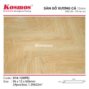 Đế cao su IXPE của sàn gỗ xương cá Kosmos X16-1 12mm giảm ồn và chống ẩm