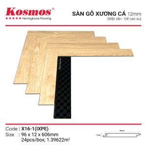 Bề mặt vân gỗ sần nhám của sàn gỗ X16-1 IXPE 12mm chống trơn, đế cao su giảm ồn