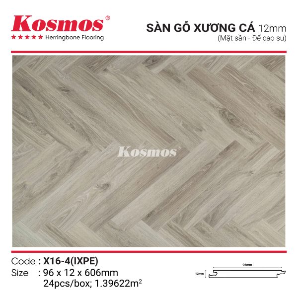Sàn gỗ xương cá X16-4 IXPE chống nước với thiết kế đẳng cấp và độ bền cao