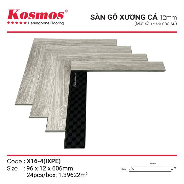Bề mặt vân gỗ sần nhám của sàn gỗ X16-4 IXPE chống trơn trượt và tự nhiên