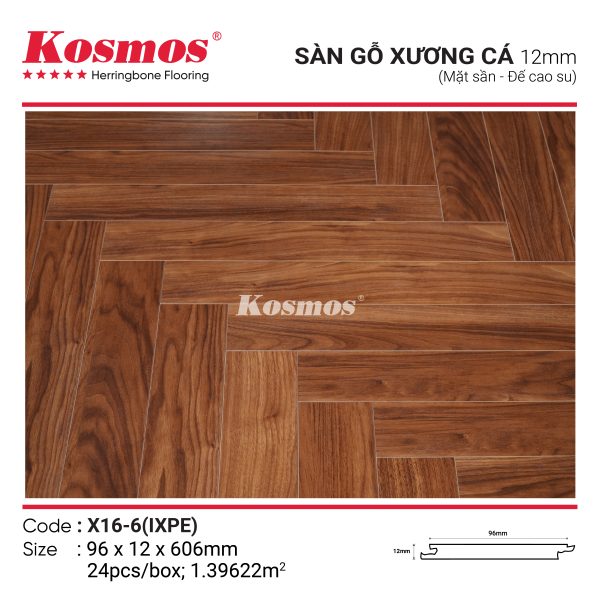 Sàn gỗ xương cá X16-6 IXPE với thiết kế tinh tế và độ bền vượt trội