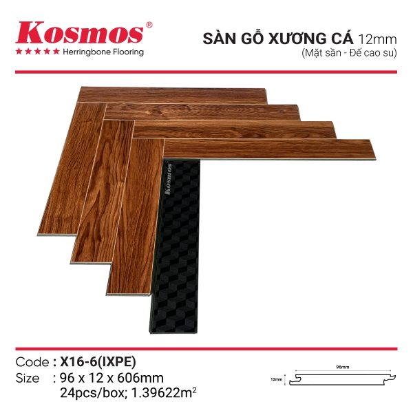 Bề mặt vân gỗ sần nhám tự nhiên của sàn gỗ X16-6 IXPE chống trơn